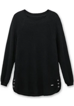 Pullover im Strukturstrick, mit Zierknöpfen seitlich<sheego Clearance