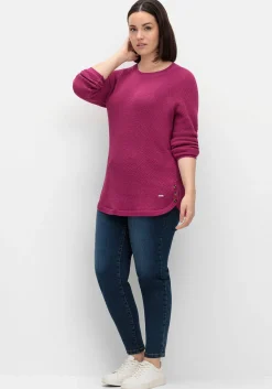 Pullover im Strukturstrick, mit Zierknöpfen seitlich<sheego Fashion