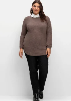 Pullover im Strukturstrick, mit Zierknöpfen seitlich<sheego Sale