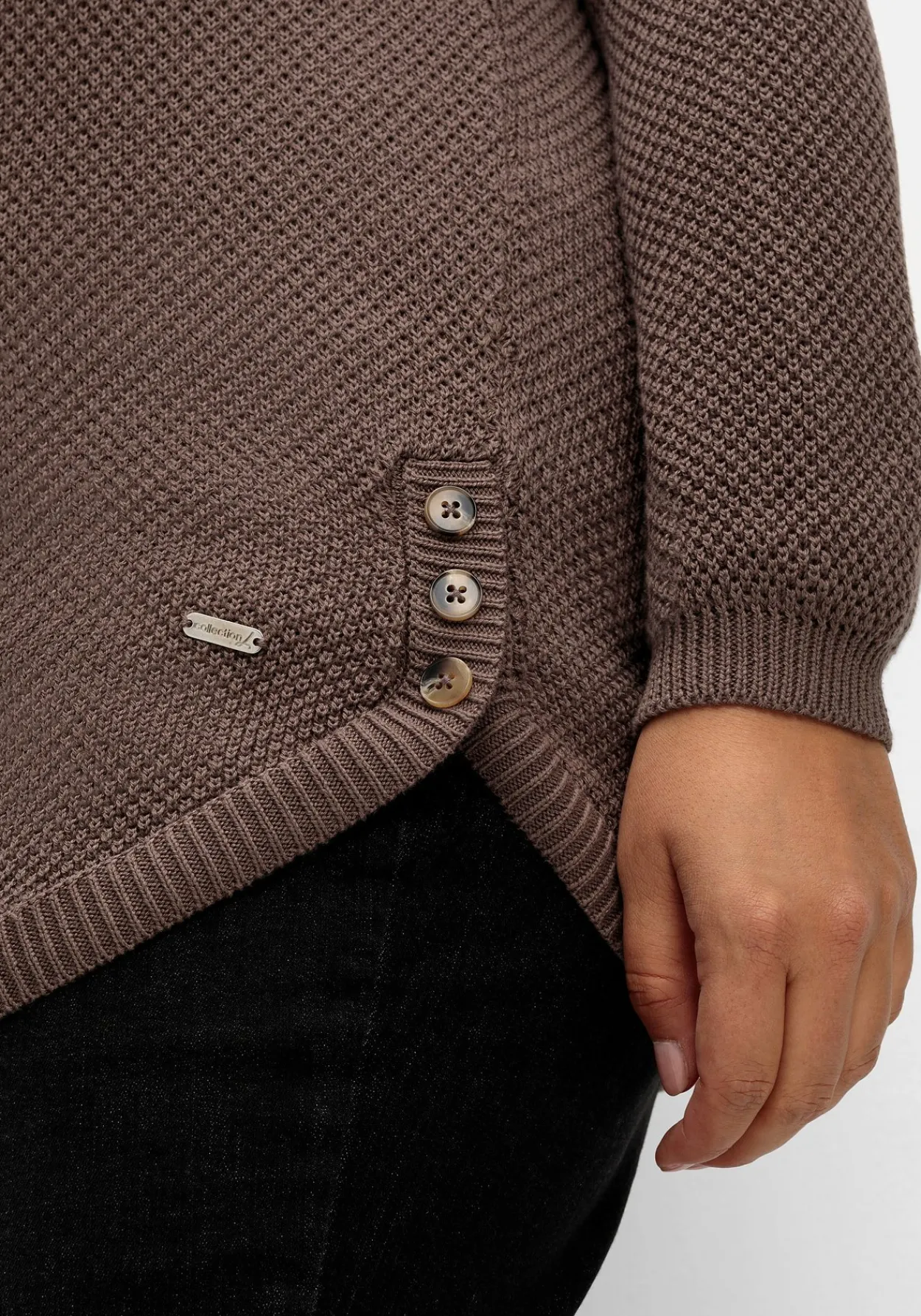 Pullover im Strukturstrick, mit Zierknöpfen seitlich<sheego Sale