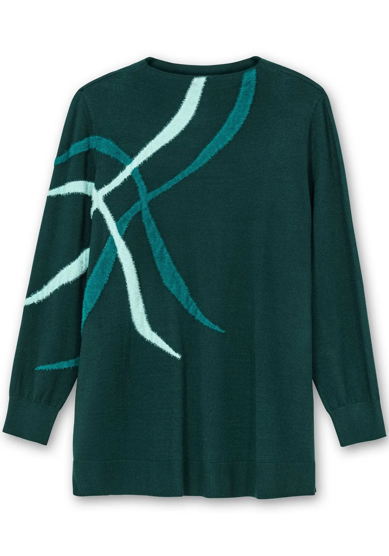 Pullover mit Flauschgarn-Intarsien<sheego Fashion