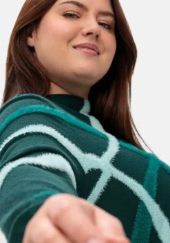 Pullover mit Flauschgarn-Intarsien<sheego Fashion