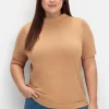 Pullover mit Halbarm und Stehkragen<sheego Discount