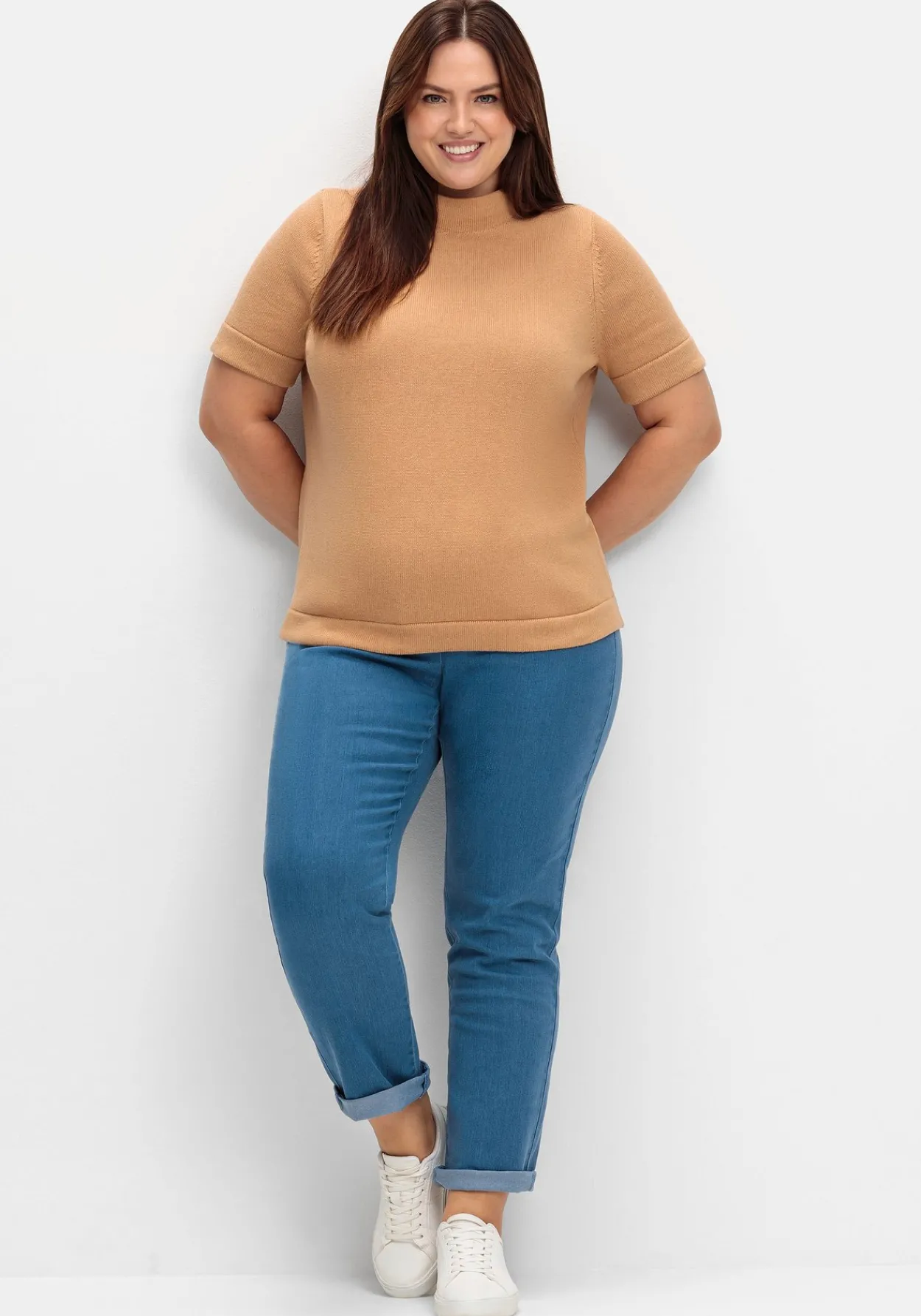 Pullover mit Halbarm und Stehkragen<sheego Discount