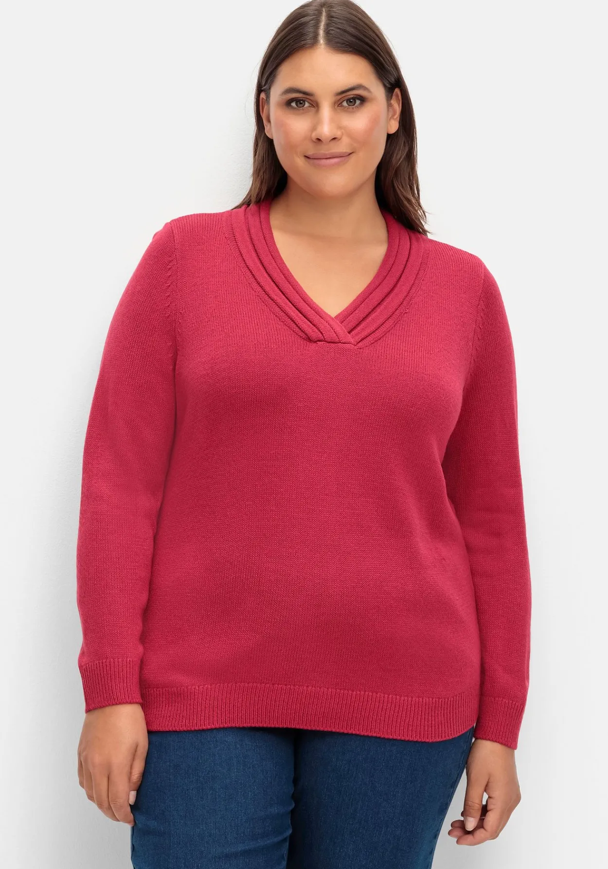Pullover mit raffiniertem V-Ausschnitt<sheego Best
