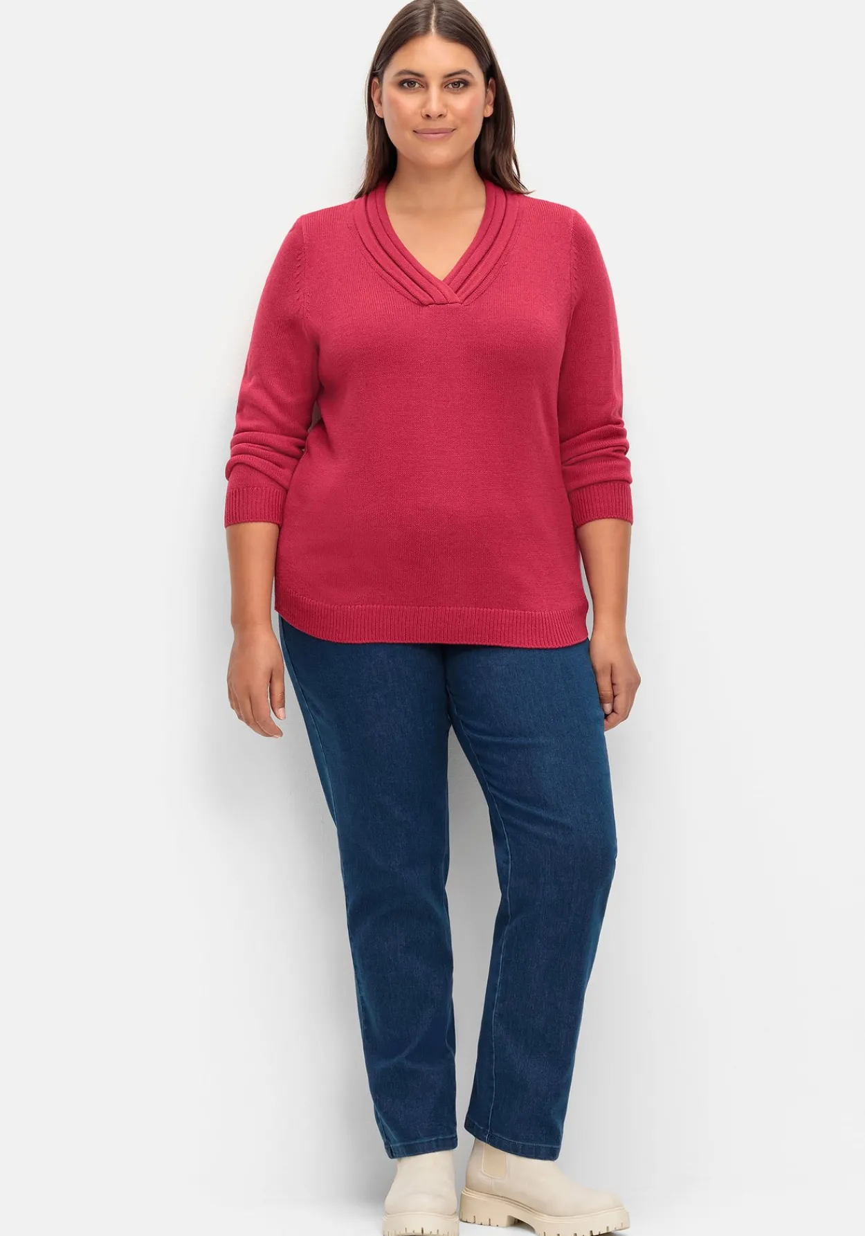 Pullover mit raffiniertem V-Ausschnitt<sheego Best