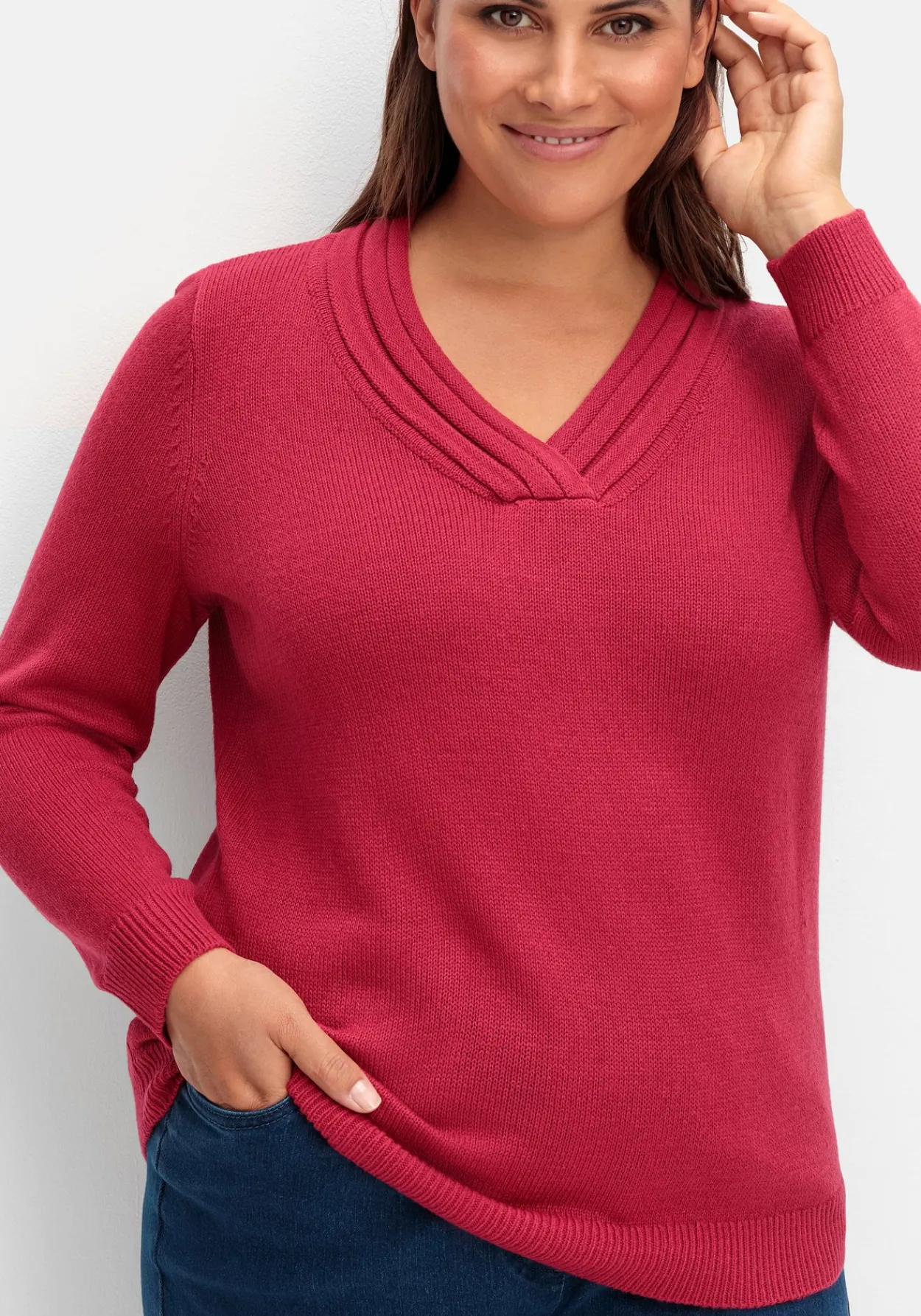 Pullover mit raffiniertem V-Ausschnitt<sheego Best