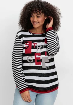 Pullover mit Ringeln und Glitzerdetails<sheego Discount