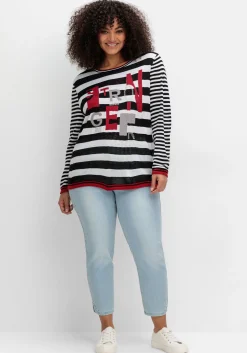Pullover mit Ringeln und Glitzerdetails<sheego Discount