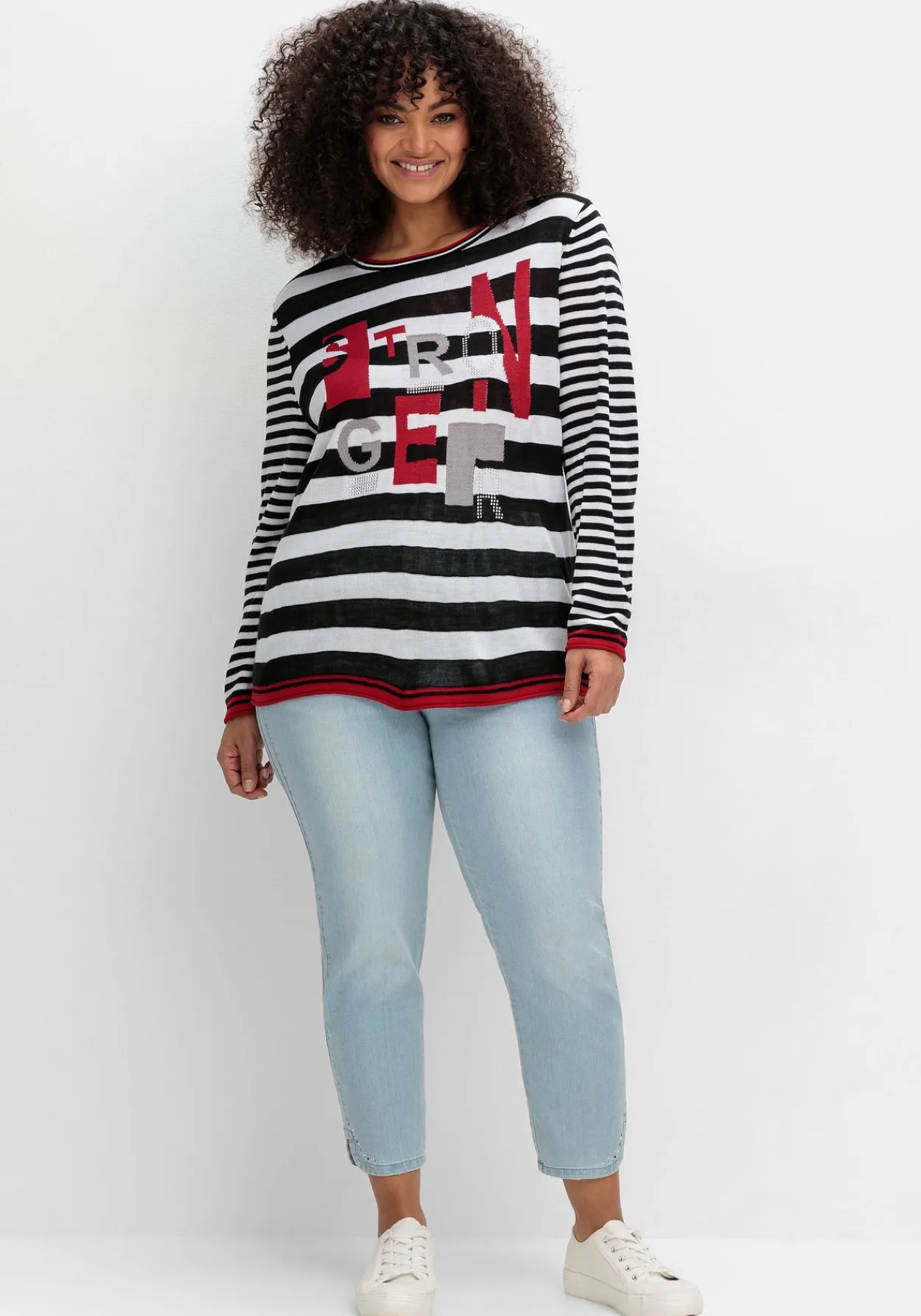 Pullover mit Ringeln und Glitzerdetails<sheego Discount