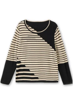 Pullover mit Streifenmuster und Ziersteinchen<sheego Clearance