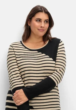 Pullover mit Streifenmuster und Ziersteinchen<sheego Clearance