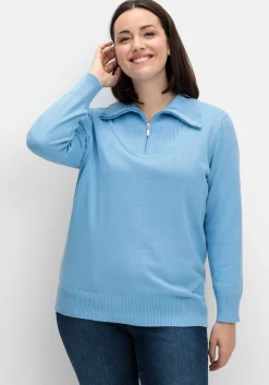 Pullover mit Troyerkragen und Reißverschluss<sheego Best