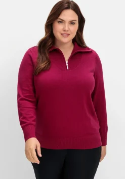 Pullover mit Troyerkragen und Reißverschluss<sheego Online