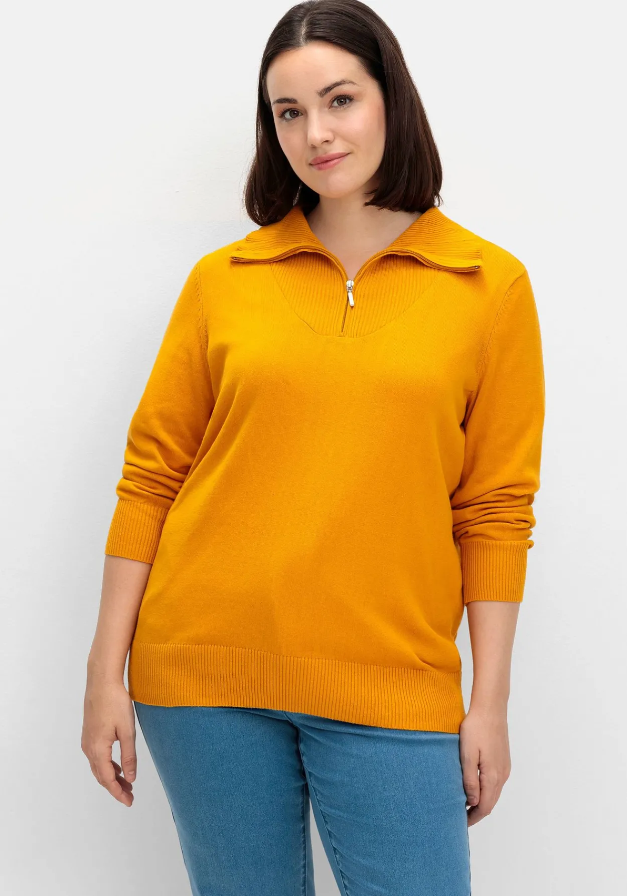 Pullover mit Troyerkragen und Reißverschluss<sheego New