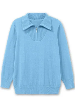 Pullover mit Troyerkragen und Reißverschluss<sheego Best
