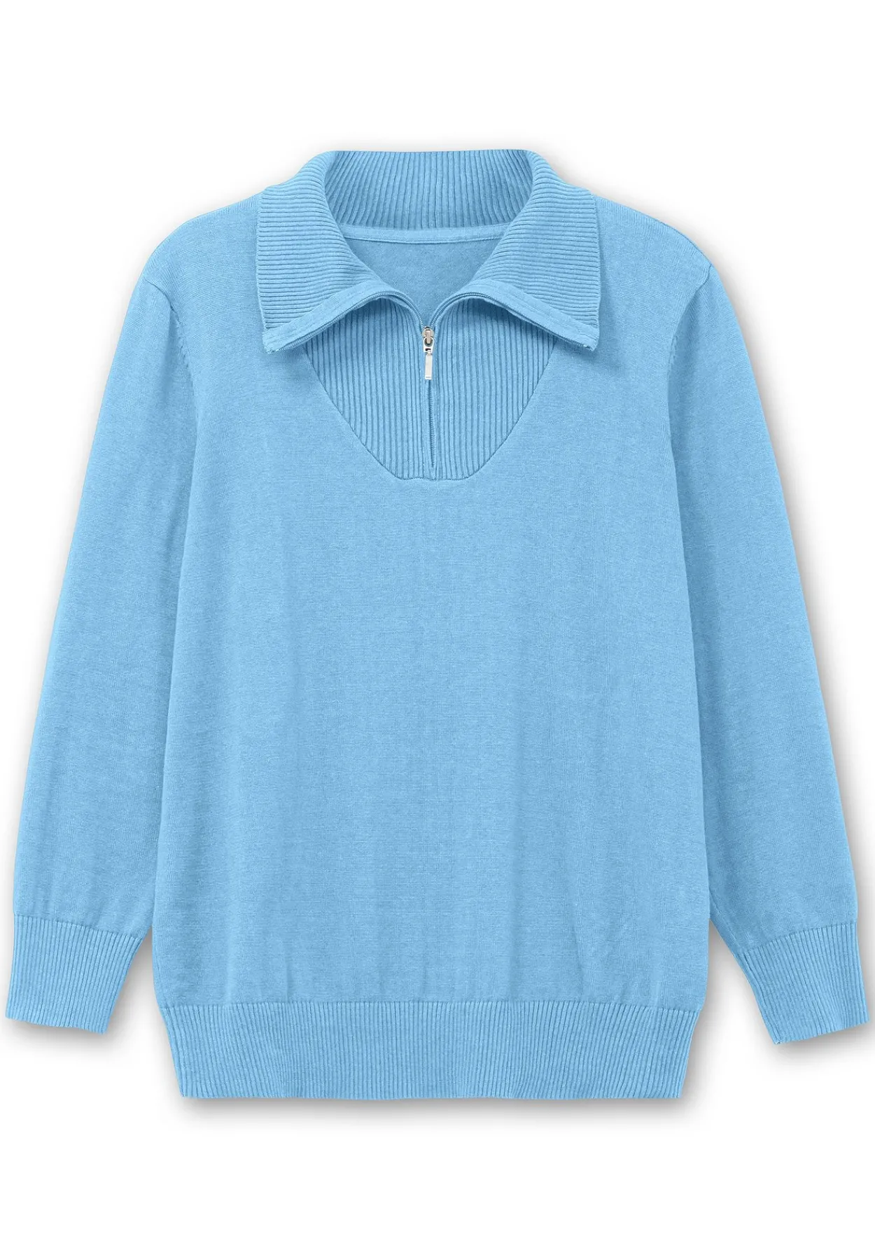 Pullover mit Troyerkragen und Reißverschluss<sheego Best