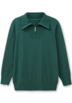 Pullover mit Troyerkragen und Reißverschluss<sheego Fashion