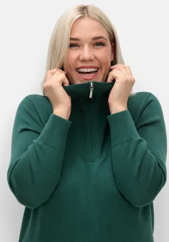 Pullover mit Troyerkragen und Reißverschluss<sheego Fashion
