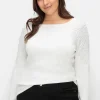 Pullover mit U-Boot-Ausschnitt und Glitzersteinen<CREATION L PREMIUM Hot
