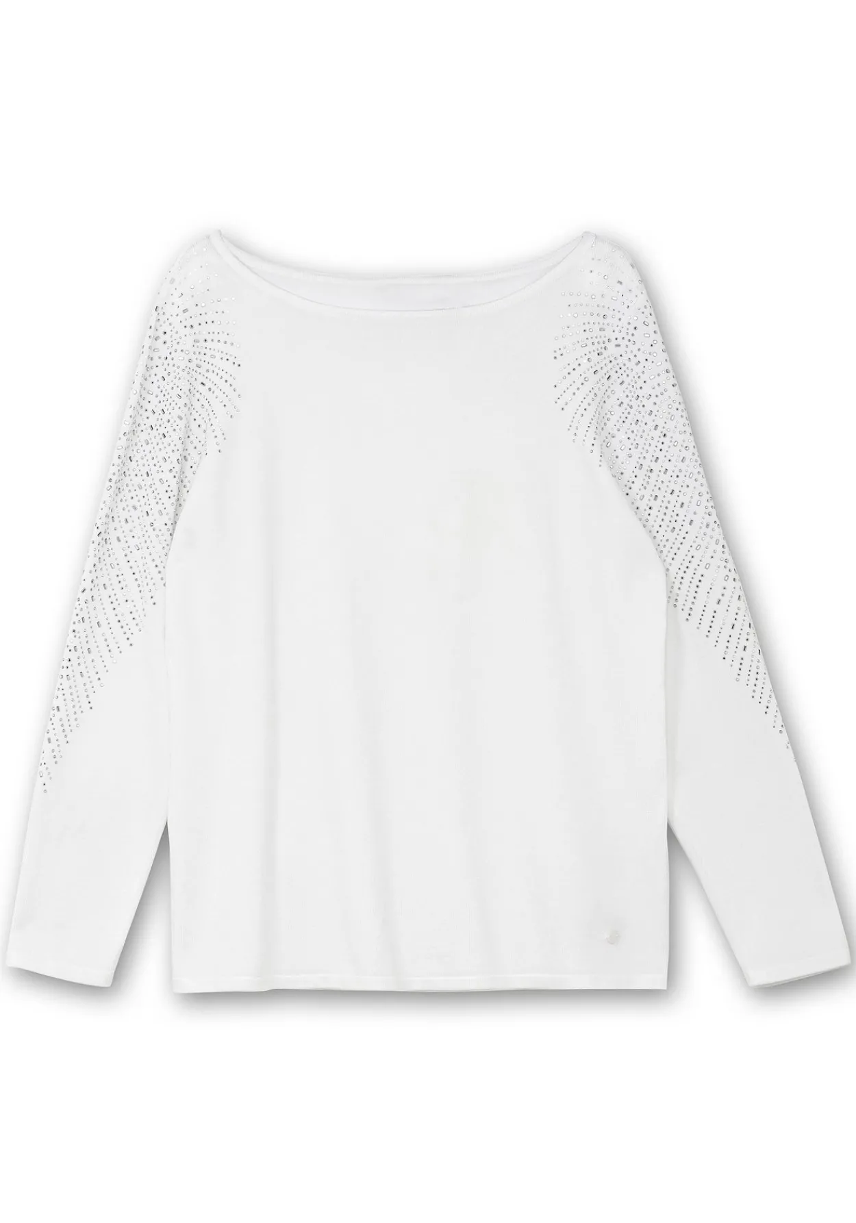 Pullover mit U-Boot-Ausschnitt und Glitzersteinen<CREATION L PREMIUM Hot