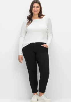 Pullover mit U-Boot-Ausschnitt und Glitzersteinen<CREATION L PREMIUM Hot