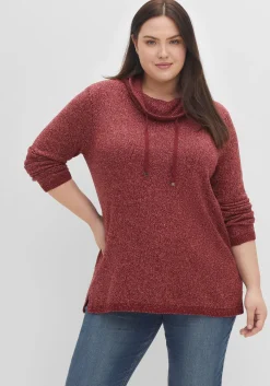 Pullover mit weitem Kragen, in melierter Optik<sheego Fashion