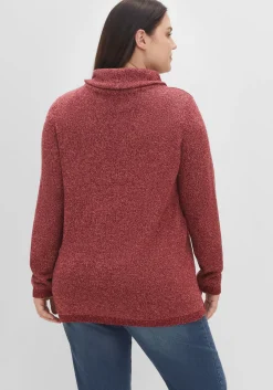 Pullover mit weitem Kragen, in melierter Optik<sheego Fashion