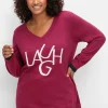 Pullover mit Wording im Intarsienstrick<sheego Online