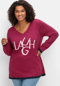 Pullover mit Wording im Intarsienstrick<sheego Online
