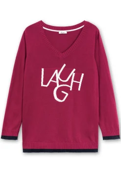 Pullover mit Wording im Intarsienstrick<sheego Online