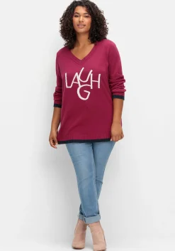 Pullover mit Wording im Intarsienstrick<sheego Online