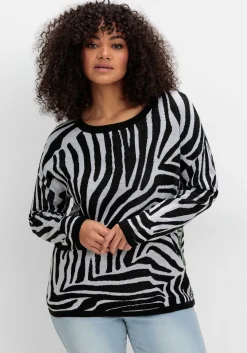 Pullover mit Zebramuster und Kontrastdetails<sheego Outlet