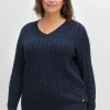 Pullover mit Zopfmuster und V-Ausschnitt<sheego Fashion