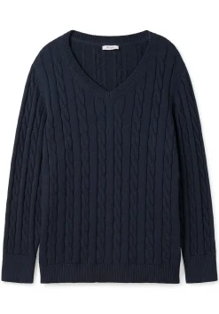 Pullover mit Zopfmuster und V-Ausschnitt<sheego Fashion