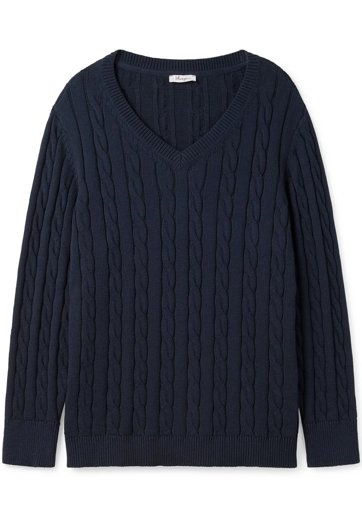 Pullover mit Zopfmuster und V-Ausschnitt<sheego Fashion