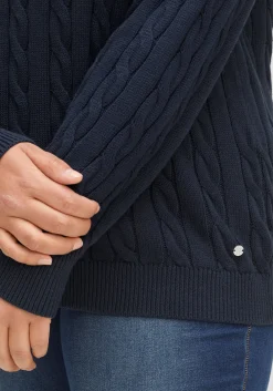 Pullover mit Zopfmuster und V-Ausschnitt<sheego Fashion