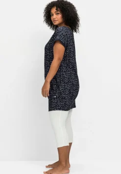 Relax-Shirtkleid mit Alloverdruck und breitem Saum<sheego Online