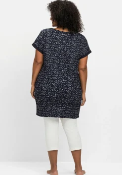 Relax-Shirtkleid mit Alloverdruck und breitem Saum<sheego Online