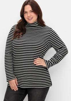 Ringelshirt mit Rollkragen, in Rippqualität<sheego New