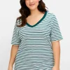 Ringelshirt mit V-Ausschnitt, in Rippstruktur<sheego Clearance