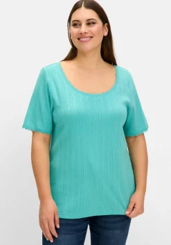 Rippshirt im Ajourmuster, mit Spitzendetails<sheego Outlet