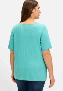 Rippshirt im Ajourmuster, mit Spitzendetails<sheego Outlet