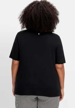 Rippshirt im Ajourmuster, mit Spitzendetails<sheego Hot