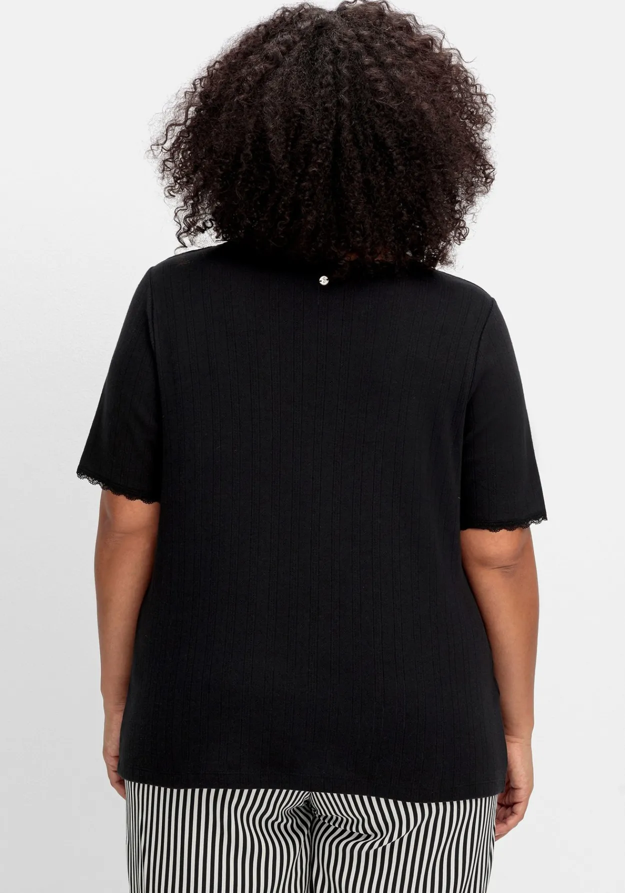 Rippshirt im Ajourmuster, mit Spitzendetails<sheego Hot