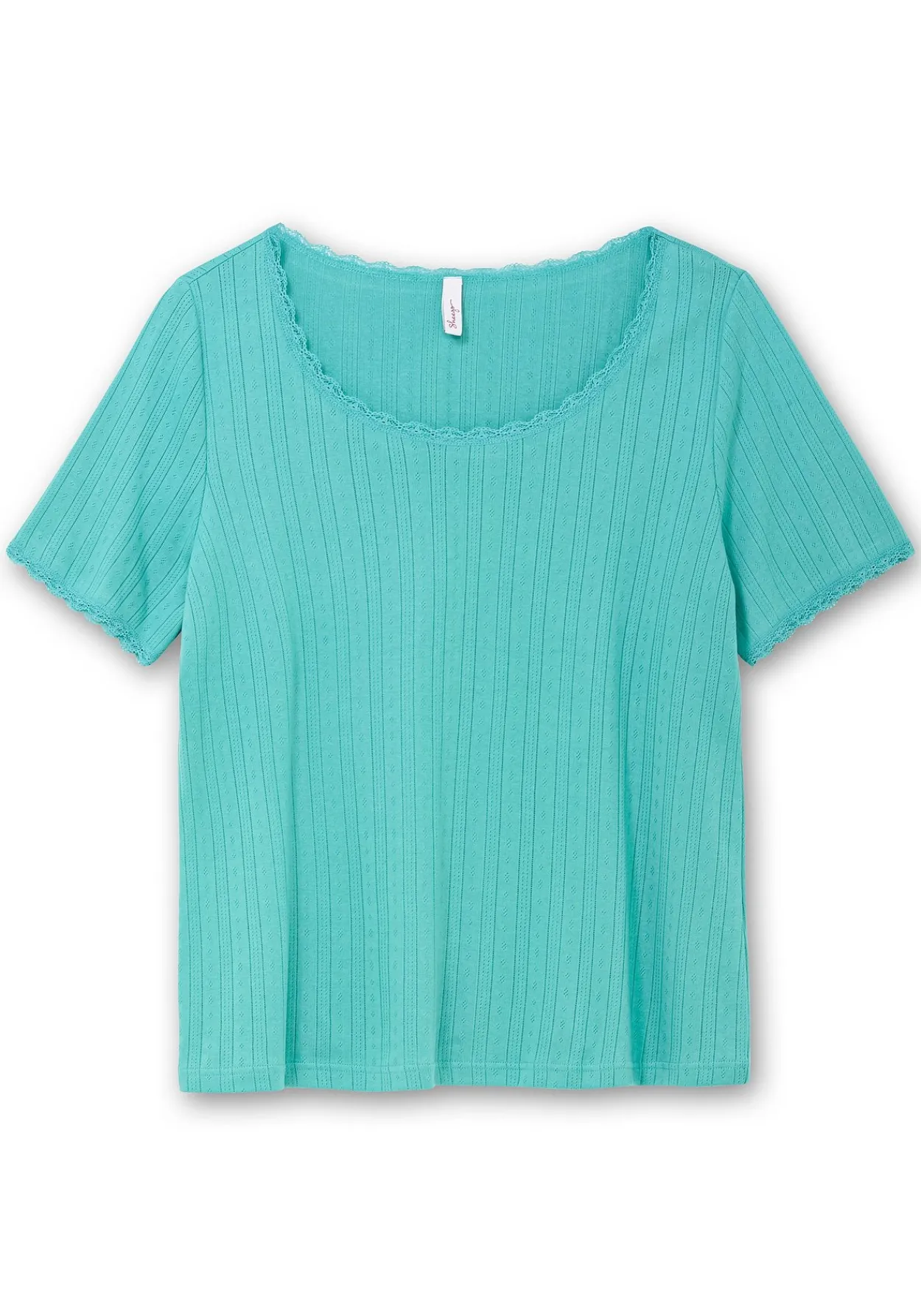 Rippshirt im Ajourmuster, mit Spitzendetails<sheego Outlet