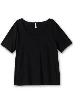 Rippshirt im Ajourmuster, mit Spitzendetails<sheego Hot