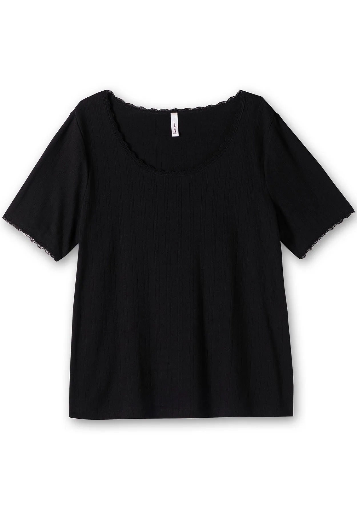 Rippshirt im Ajourmuster, mit Spitzendetails<sheego Hot