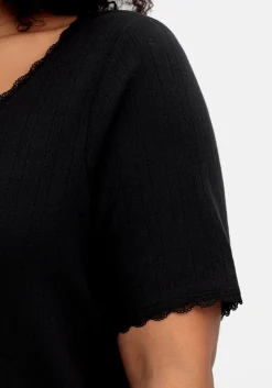 Rippshirt im Ajourmuster, mit Spitzendetails<sheego Hot