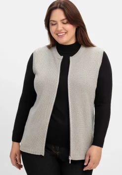 Ärmellose Strickweste mit Reißverschluss<sheego Sale